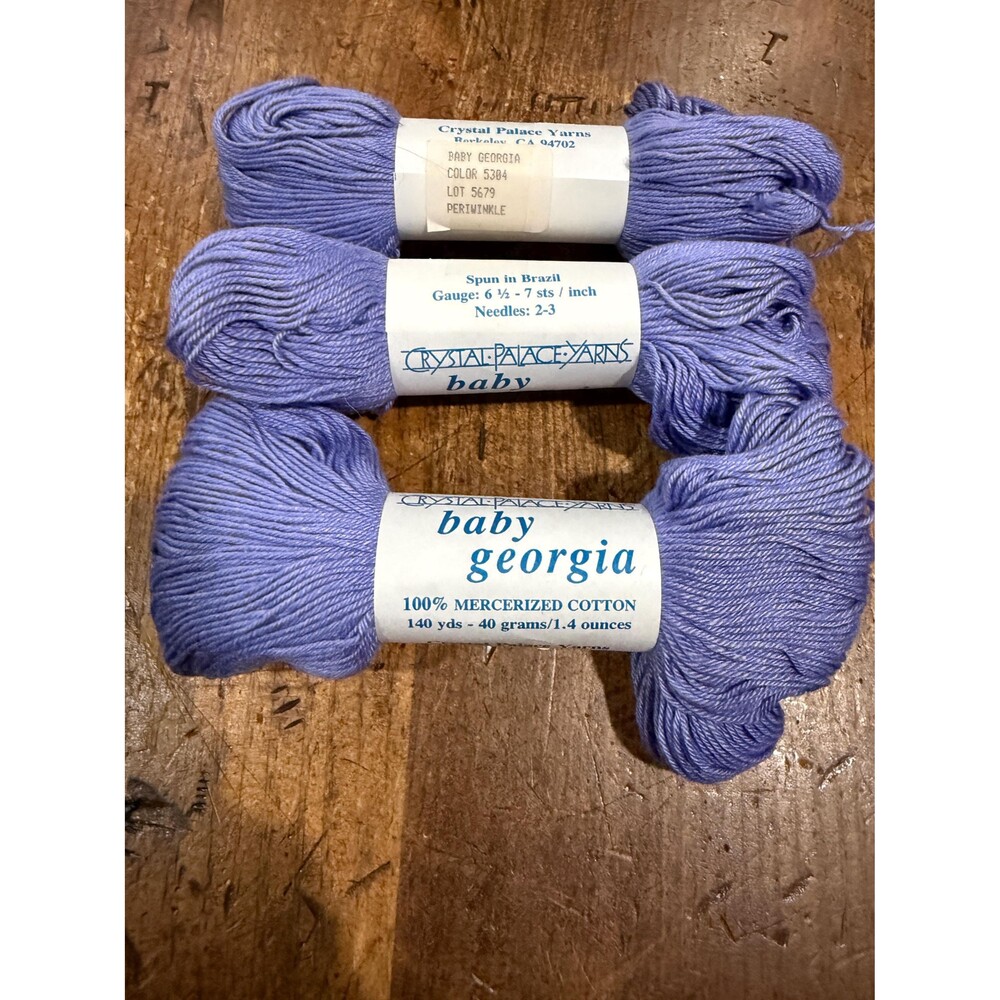 Discontinued Crystal Palace Yarns Baby Georgia Lot of 3 Periwinkle 5304 Same Dye